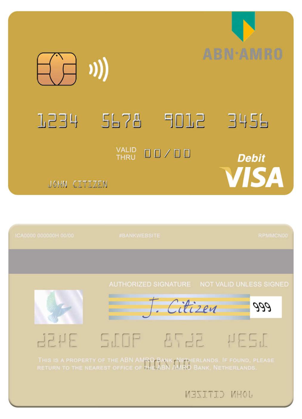 Netherlands ABN AMRO Bank visa debit card